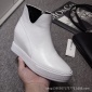 2016秋冬新款坡跟欧美鞋时尚真皮内增高马丁靴百搭圆头女式小白鞋
